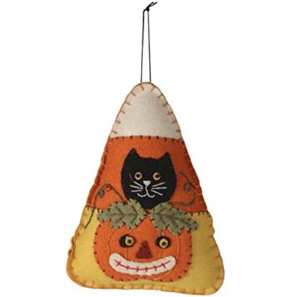 Bethany Lowe Halloween Ornament - Kitty Cat Appliqued Felt Ornament
